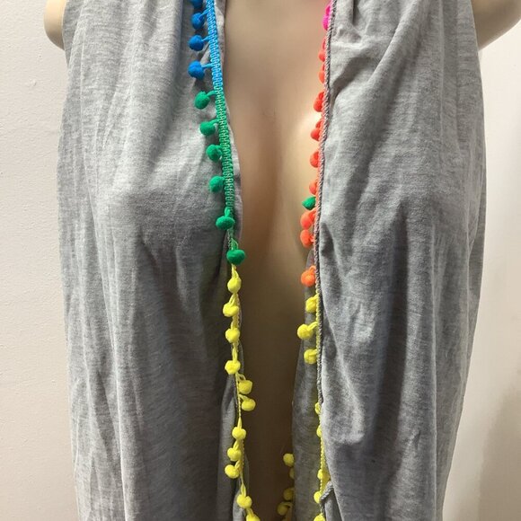 Grey Scarve With Color Pom Pom New Without Tags - Picture 2 of 3